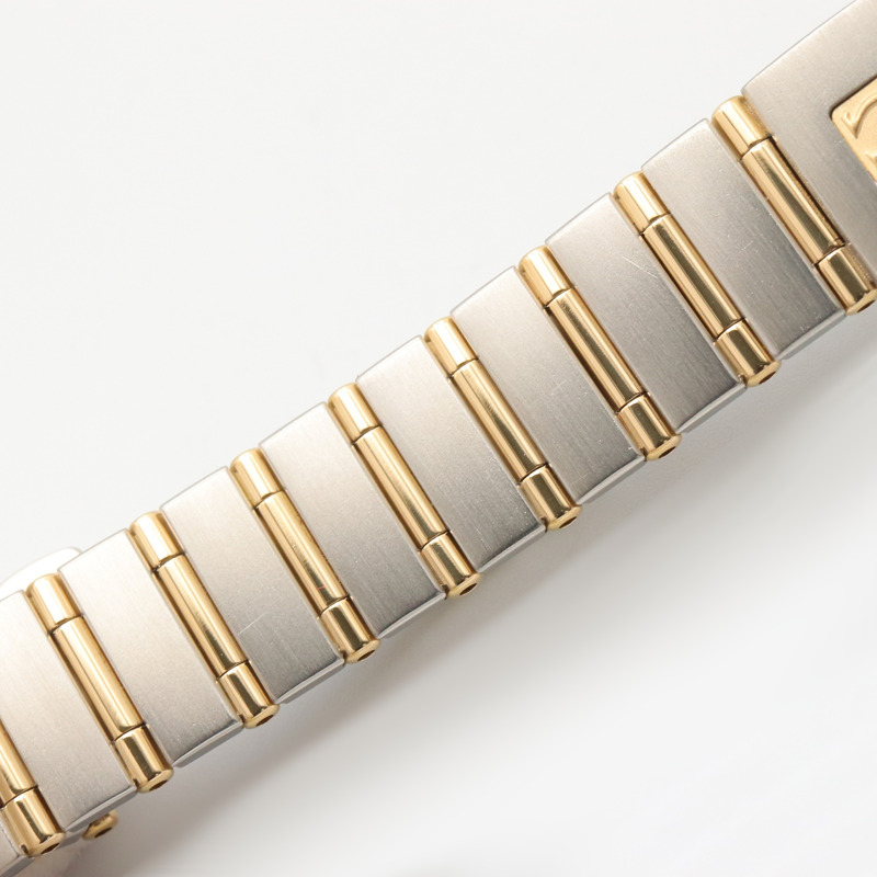 歐米茄星座系列迷你鑲鑽錶圈12P腕錶，18K（黃金）精鋼錶殼，女士白色珍珠貝母錶盤，型號1267.75-12