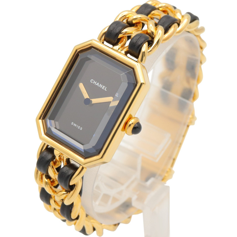 香奈兒 (Chanel) CHANEL Première S 女士腕錶，鍍金 (GP)，皮革錶帶，黑色，H0001-1