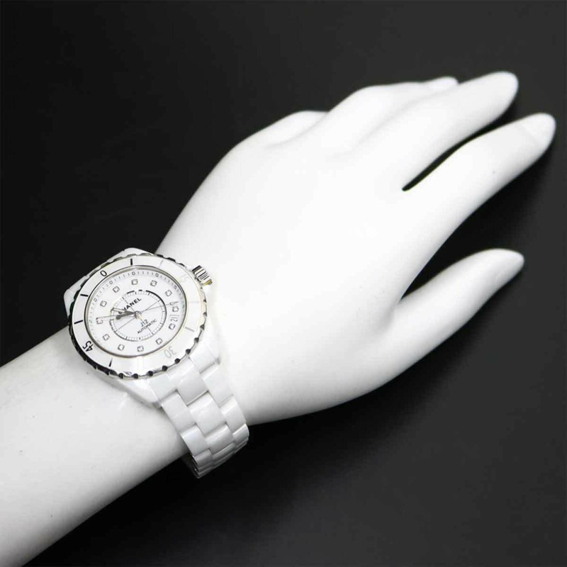 香奈兒 J12 38毫米 H1629 男士腕錶，日期顯示，鑲嵌12顆鑽石，白色陶瓷錶殼，自動上鍊機芯-3