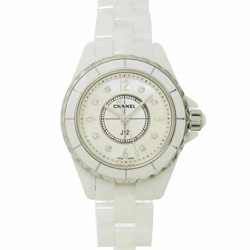 香奈兒 J12 29毫米 H2570 女士腕錶，鑲嵌8顆鑽石，白色珍珠貝母錶殼，陶瓷錶殼，石英機芯-0