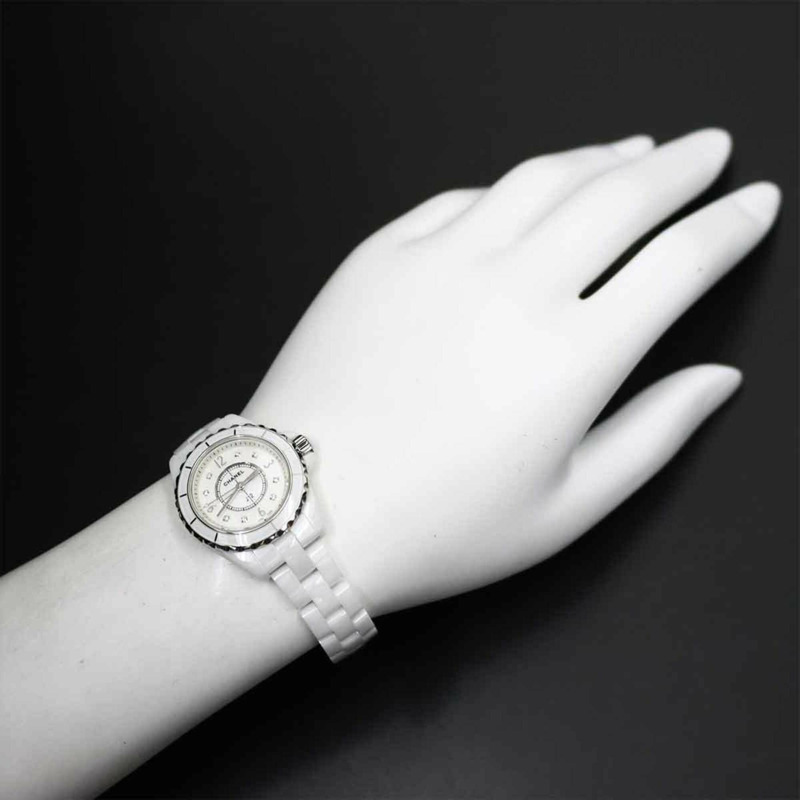 香奈兒 J12 29毫米 H2570 女士腕錶，鑲嵌8顆鑽石，白色珍珠貝母錶殼，陶瓷錶殼，石英機芯-3