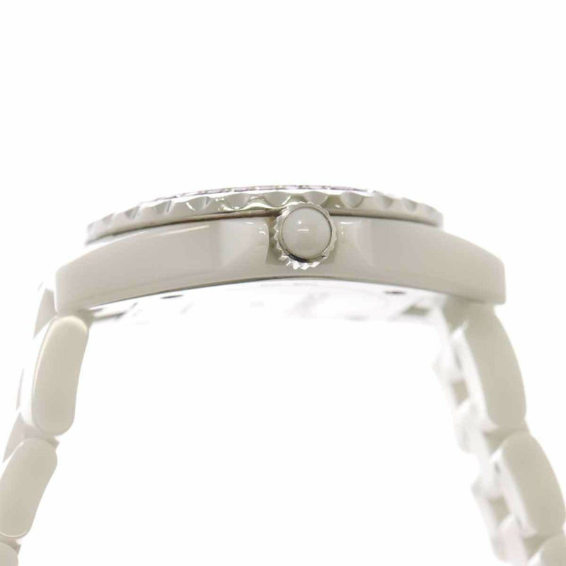 香奈兒 J12 29毫米 H3243 女士腕錶，粉紅藍寶石錶圈，鑲嵌8顆鑽石，白色貝殼陶瓷石英錶-5