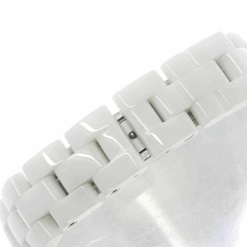 香奈兒 J12 29毫米 H3243 女士腕錶，粉紅藍寶石錶圈，鑲嵌8顆鑽石，白色貝殼陶瓷石英錶-6