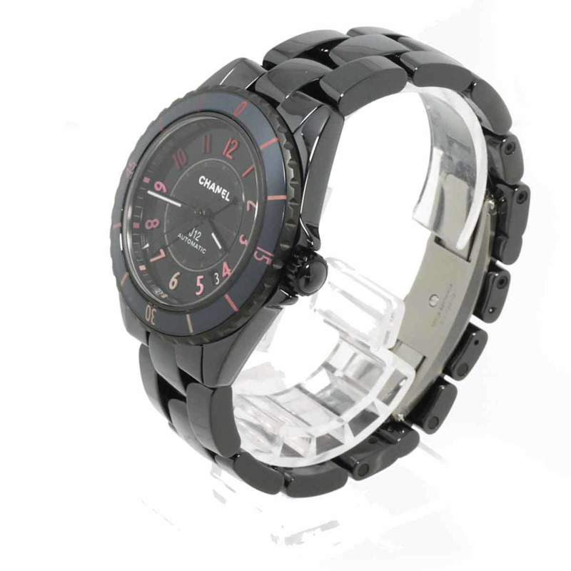 香奈兒 J12 Blush 38毫米 H10312 男士腕錶，黑色陶瓷錶殼，日期顯示，自動機械機芯-2