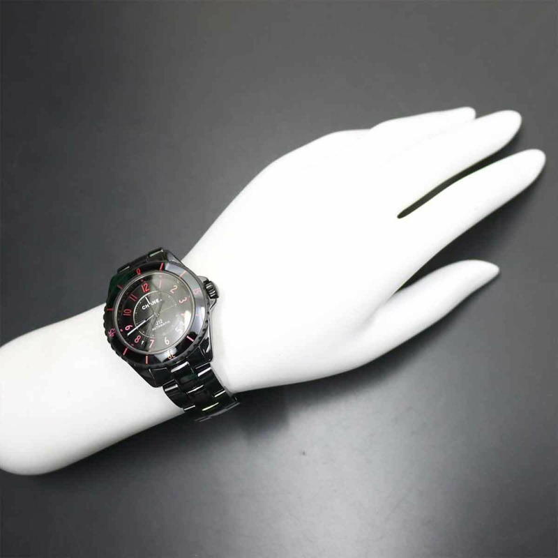 香奈兒 J12 Blush 38毫米 H10312 男士腕錶，黑色陶瓷錶殼，日期顯示，自動機械機芯-3