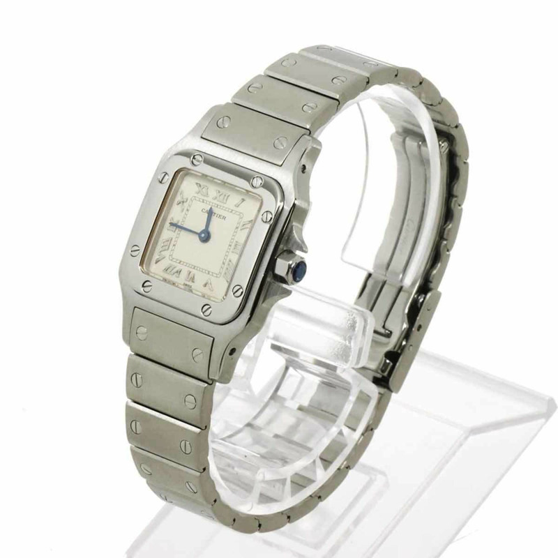 卡地亞 Santos Galbee SM W20024D6 女士腕錶，象牙色，石英錶-2