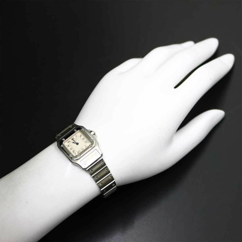 卡地亞 Santos Galbee SM W20024D6 女士腕錶，象牙色，石英錶-3