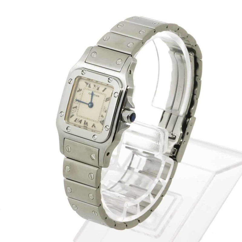 卡地亞 Santos Galbee SM W20024D6 女士腕錶，象牙色，石英錶-2