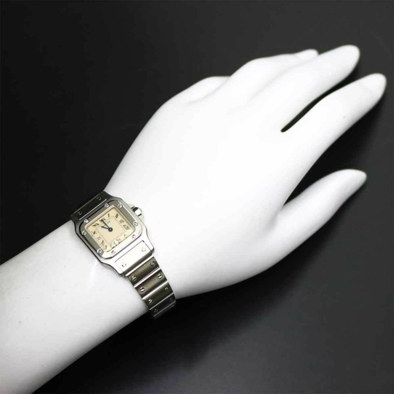 卡地亞 Santos Galbee SM W20024D6 女士腕錶，象牙色，石英錶-3