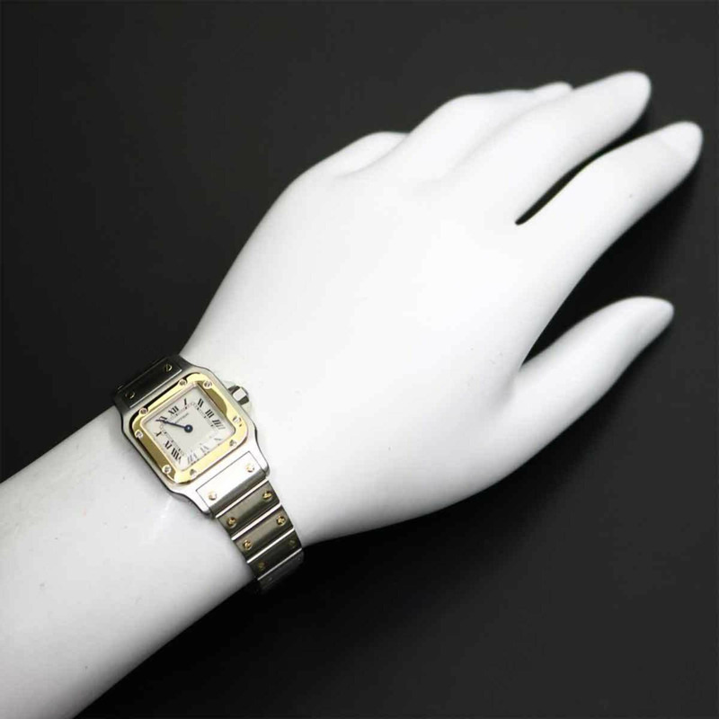 卡地亞 Santos Galbee SM W20012C4 雙色女錶，象牙色及18K黃金，石英錶-3