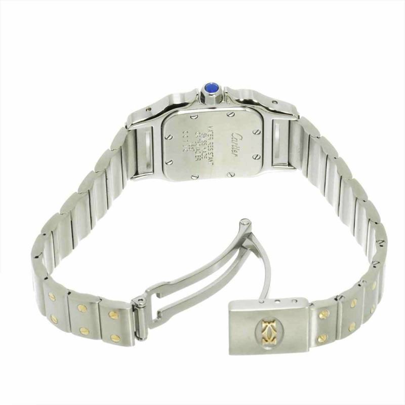 卡地亞 Santos Galbee SM W20012C4 雙色女錶，象牙色及18K黃金，石英錶-4