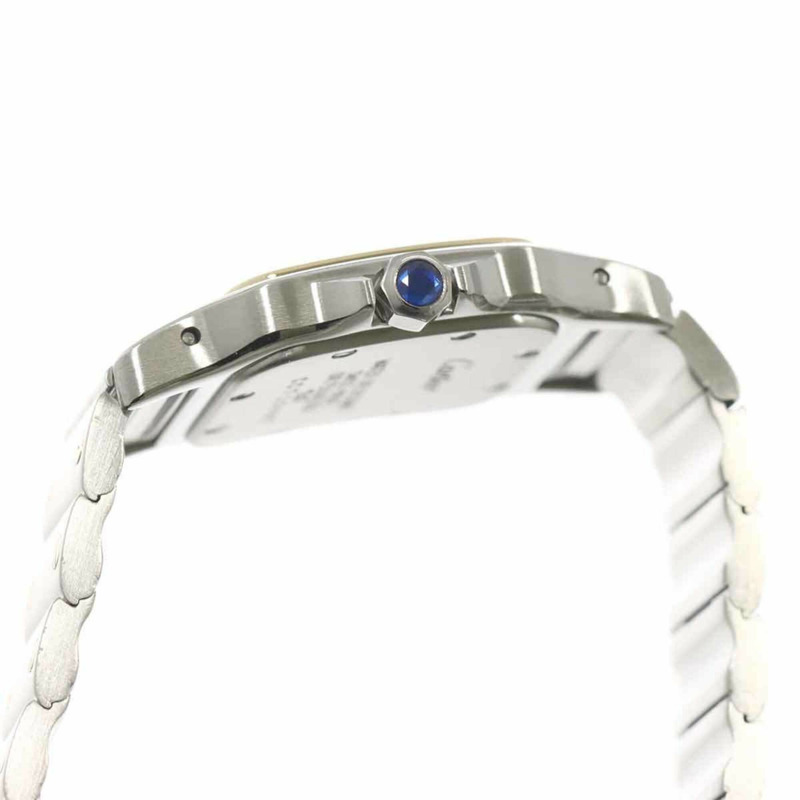 卡地亞 Santos Galbee SM W20012C4 雙色女錶，象牙色及18K黃金，石英錶-5