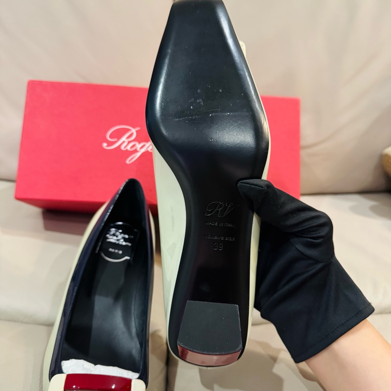 RV Roger Vivier 薄荷綠方頭跟鞋/39號/99閒置新美品-3
