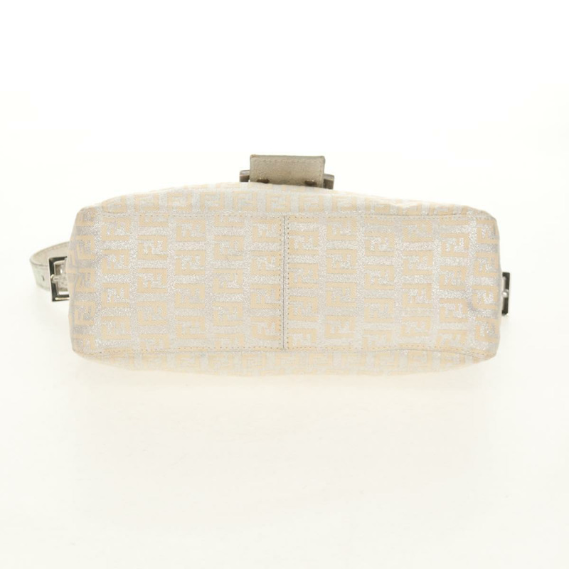 【日本直送】FENDI Zucchino 帆布 Mamma Baguette 肩背包 銀色 正品 ep12129V-5