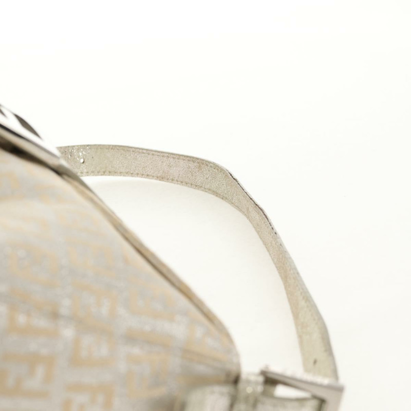 【日本直送】FENDI Zucchino 帆布 Mamma Baguette 肩背包 銀色 正品 ep12129V-15