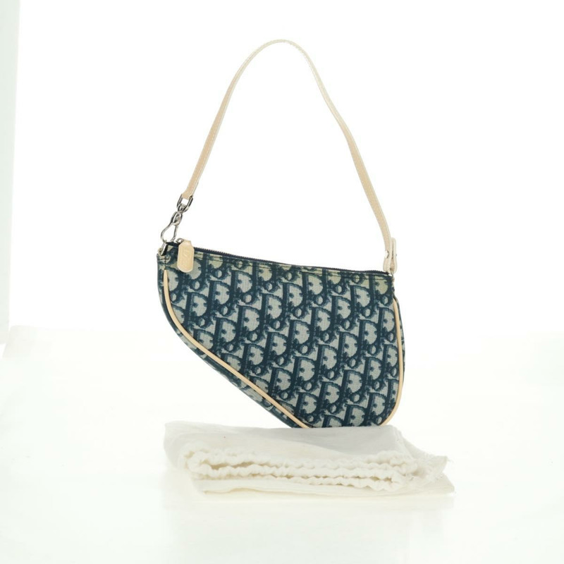 【日本直送】Christian Dior Trotter帆布馬鞍包 藍色銀色 正品 168450V-11