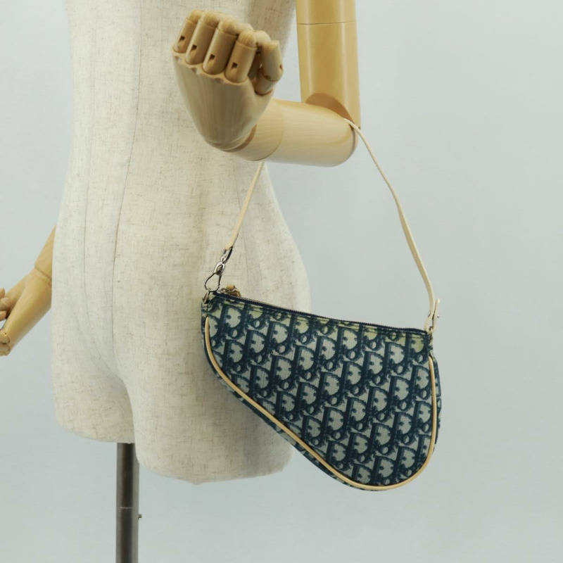 【日本直送】Christian Dior Trotter帆布馬鞍包 藍色銀色 正品 168450V-21