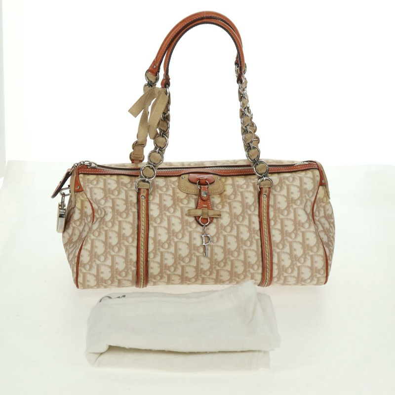 【日本直送】Christian Dior Trotter帆布浪漫手提包 PVC米色銀色 正品 165370SAV-11