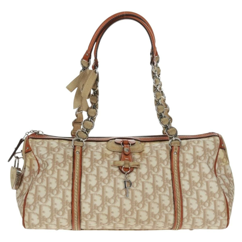 【日本直送】Christian Dior Trotter帆布浪漫手提包 PVC米色銀色 正品 165370SAV-12