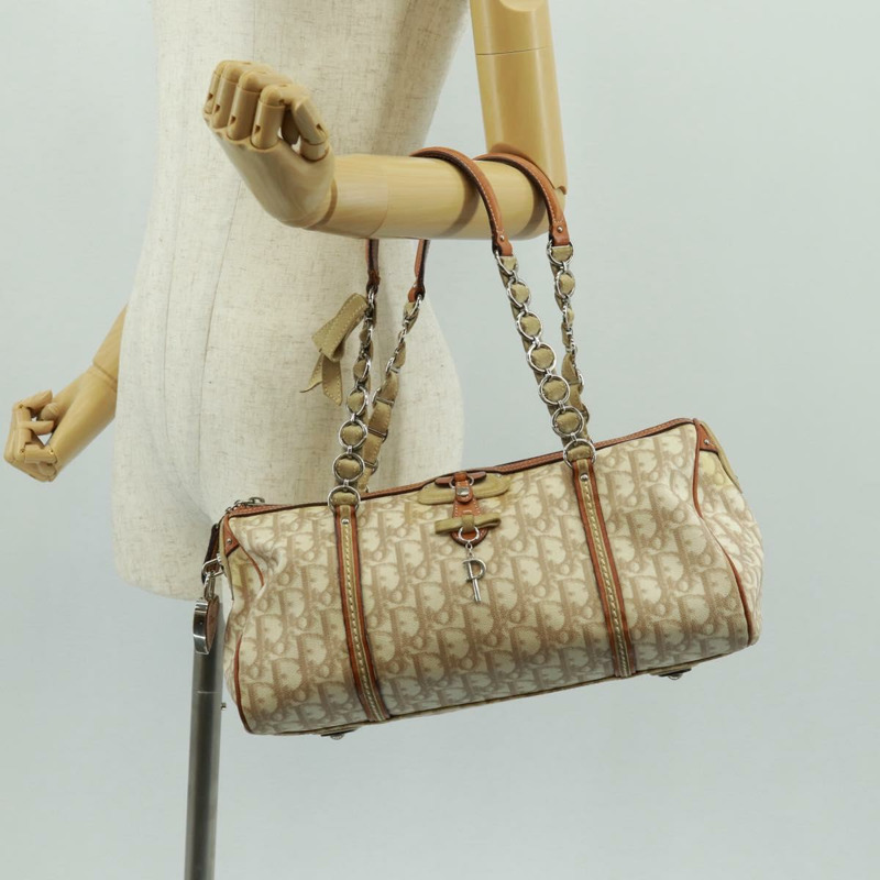 【日本直送】Christian Dior Trotter帆布浪漫手提包 PVC米色銀色 正品 165370SAV-25