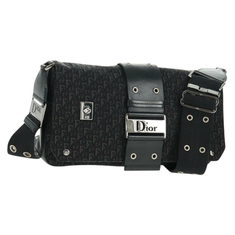 【日本直送】Christian Dior Trotter帆布街頭時尚肩背包 黑色銀色 正品 168745V-0