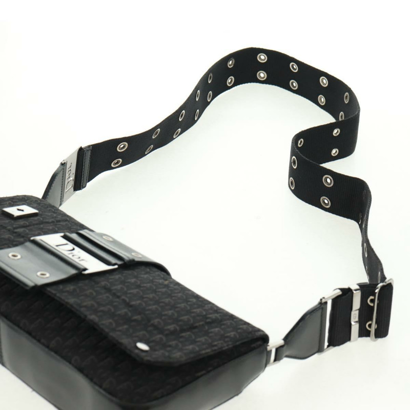 【日本直送】Christian Dior Trotter帆布街頭時尚肩背包 黑色銀色 正品 168745V-13