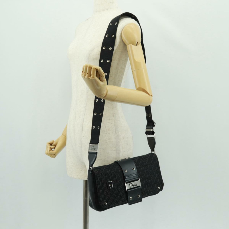 【日本直送】Christian Dior Trotter帆布街頭時尚肩背包 黑色銀色 正品 168745V-25