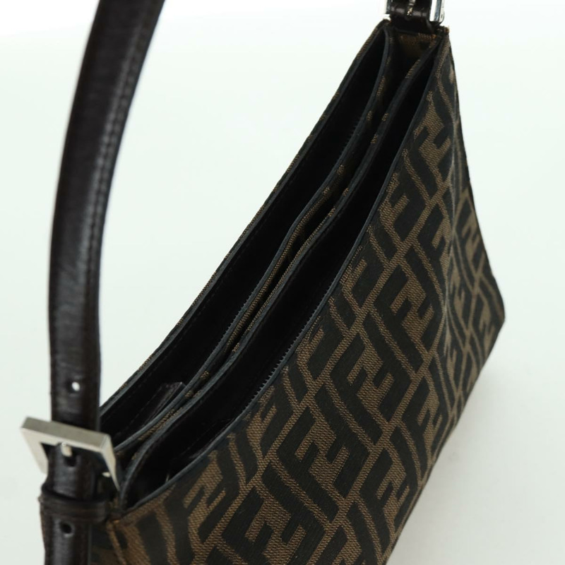 【日本直送】FENDI Zucca帆布肩背包 黑色棕色 正品 172726SAV-5