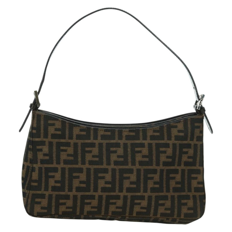 【日本直送】FENDI Zucca帆布肩背包 黑色棕色 正品 172726SAV-12