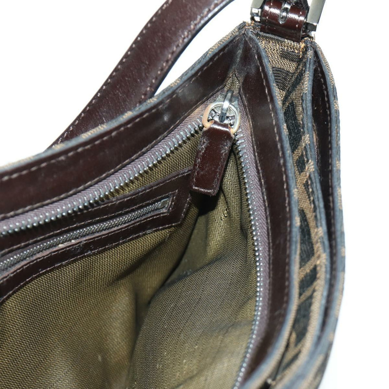 【日本直送】FENDI Zucca帆布肩背包 黑色棕色 正品 172726SAV-19