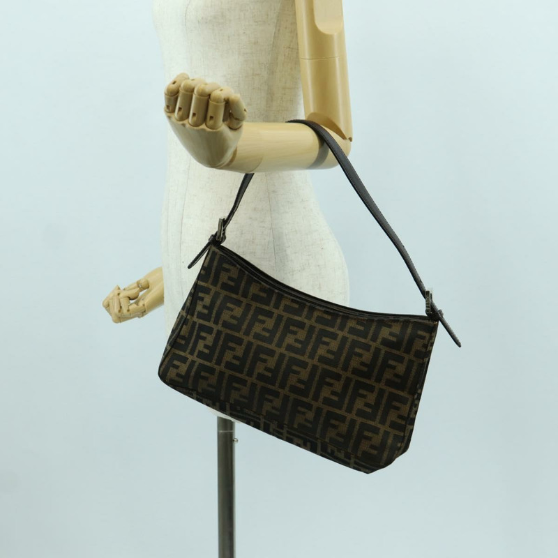 【日本直送】FENDI Zucca帆布肩背包 黑色棕色 正品 172726SAV-23