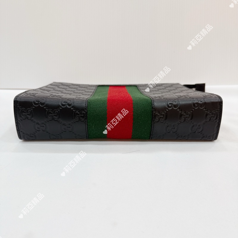 莉亞精品♡ Gucci 黑壓紋手拿包 二手美包-7