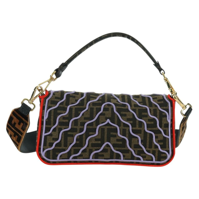 【日本直送】FENDI Zucca帆布Mamma Baguette單肩包 棕色/黑色 正品 171464SM-1