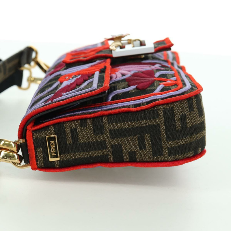 【日本直送】FENDI Zucca帆布Mamma Baguette單肩包 棕色/黑色 正品 171464SM-2