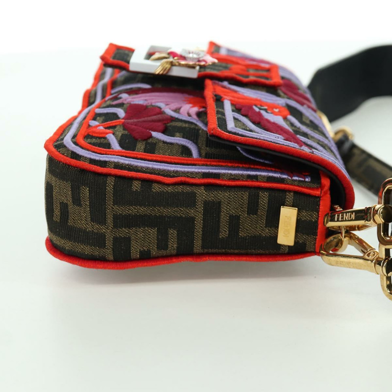 【日本直送】FENDI Zucca帆布Mamma Baguette單肩包 棕色/黑色 正品 171464SM-3