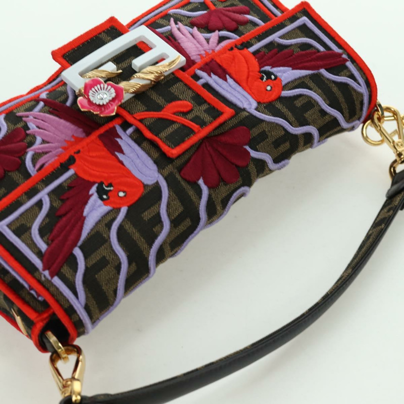 【日本直送】FENDI Zucca帆布Mamma Baguette單肩包 棕色/黑色 正品 171464SM-5