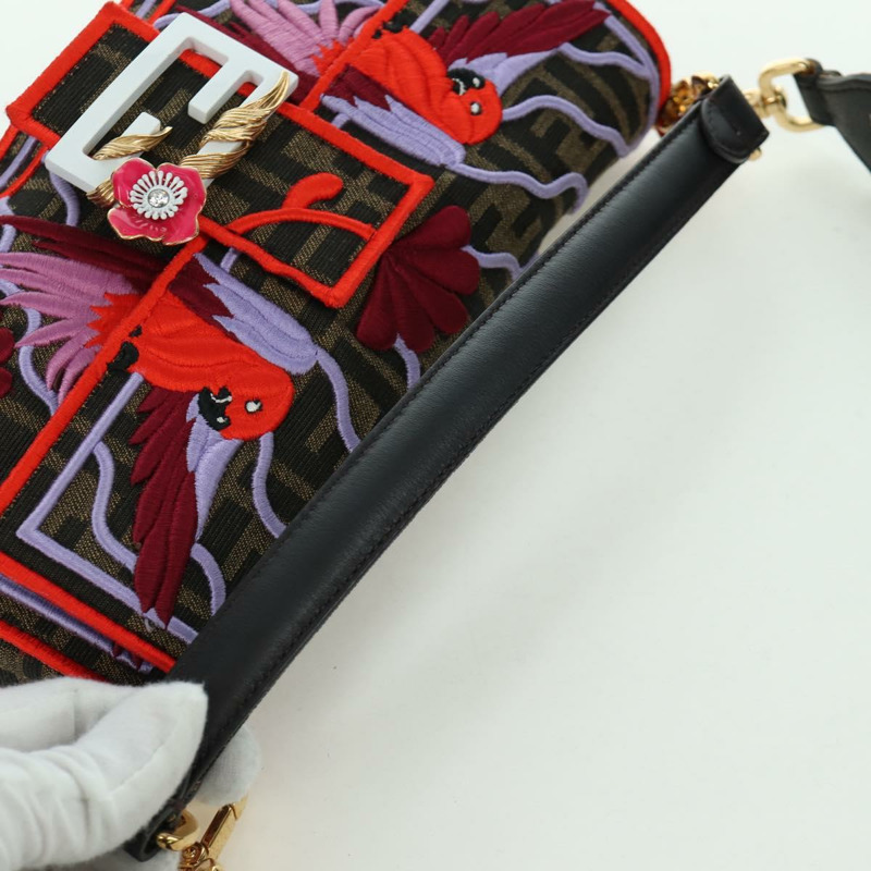 【日本直送】FENDI Zucca帆布Mamma Baguette單肩包 棕色/黑色 正品 171464SM-6