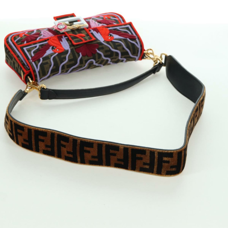 【日本直送】FENDI Zucca帆布Mamma Baguette單肩包 棕色/黑色 正品 171464SM-7
