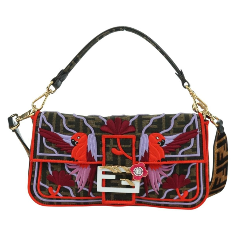 【日本直送】FENDI Zucca帆布Mamma Baguette單肩包 棕色/黑色 正品 171464SM-12