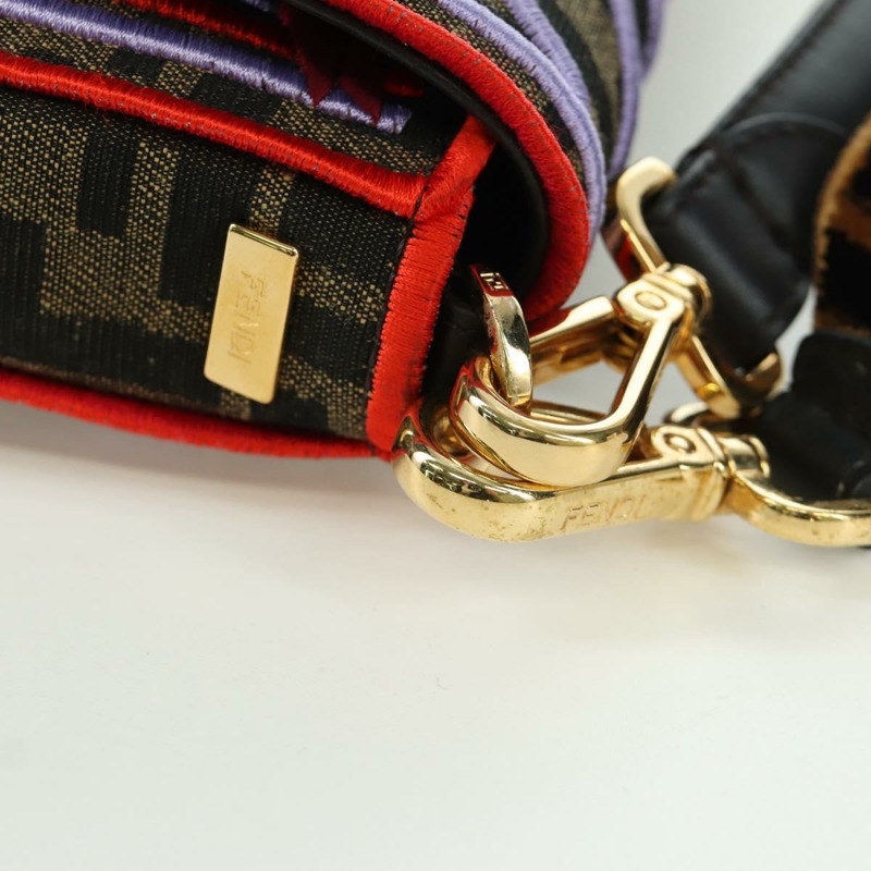 【日本直送】FENDI Zucca帆布Mamma Baguette單肩包 棕色/黑色 正品 171464SM-19
