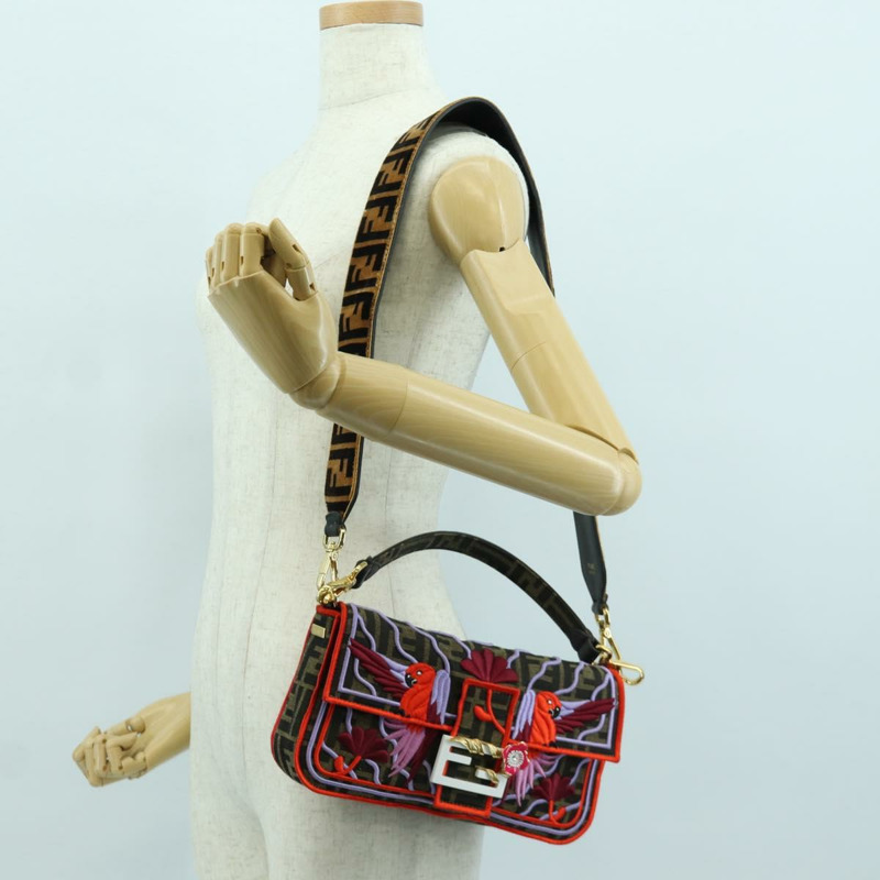 【日本直送】FENDI Zucca帆布Mamma Baguette單肩包 棕色/黑色 正品 171464SM-28