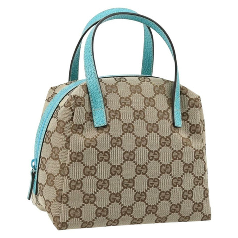 GUCCI GG帆布手提包 米色 銀色 124542 正品 171459V
