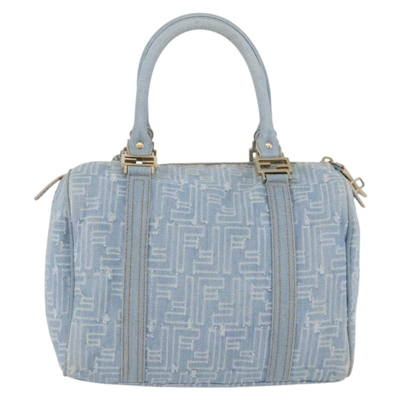 【日本直送】FENDI Zucca帆布波士頓包 淺藍色 金色 正品 168309V-1
