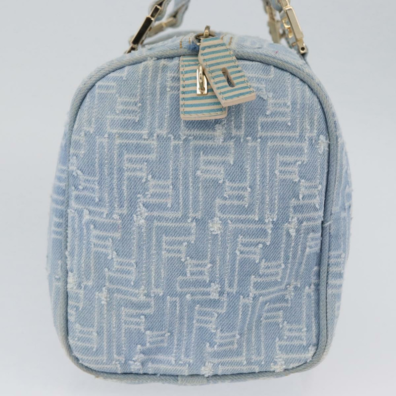 【日本直送】FENDI Zucca帆布波士頓包 淺藍色 金色 正品 168309V-3