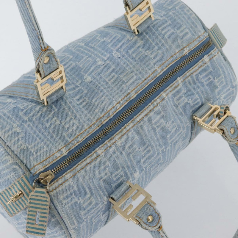 【日本直送】FENDI Zucca帆布波士頓包 淺藍色 金色 正品 168309V-5