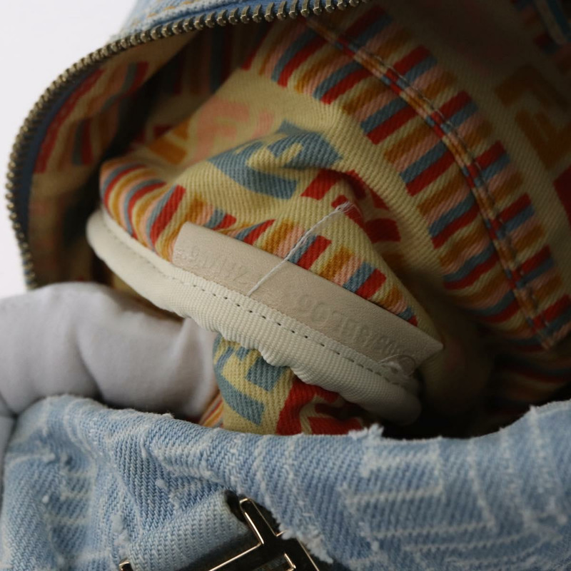 【日本直送】FENDI Zucca帆布波士頓包 淺藍色 金色 正品 168309V-11