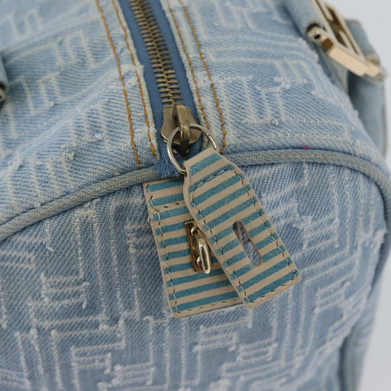 【日本直送】FENDI Zucca帆布波士頓包 淺藍色 金色 正品 168309V-16