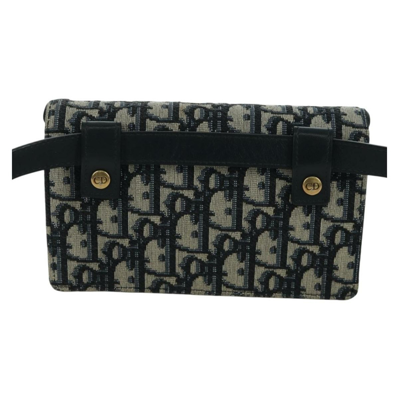 【日本直送】Christian Dior Trotter帆布馬鞍腰包，海軍藍/金色，正品，貨號171490SAV-1