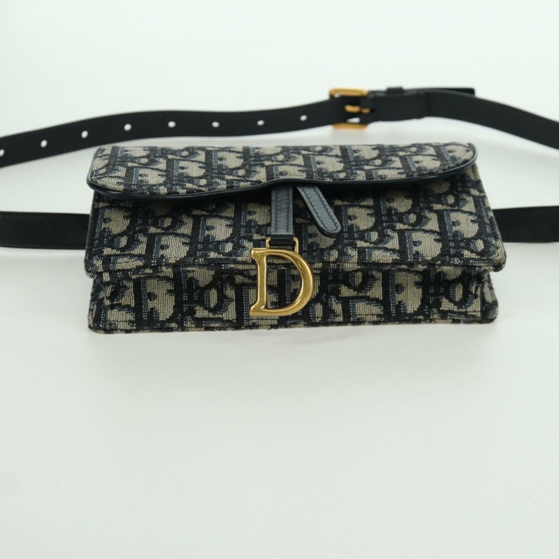 【日本直送】Christian Dior Trotter帆布馬鞍腰包，海軍藍/金色，正品，貨號171490SAV-4