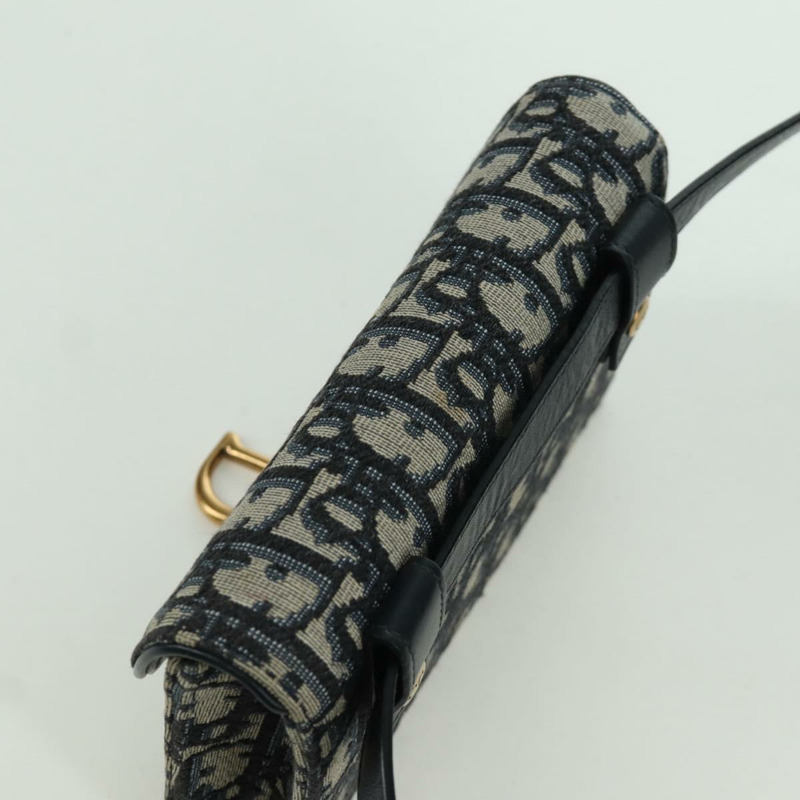 【日本直送】Christian Dior Trotter帆布馬鞍腰包，海軍藍/金色，正品，貨號171490SAV-5